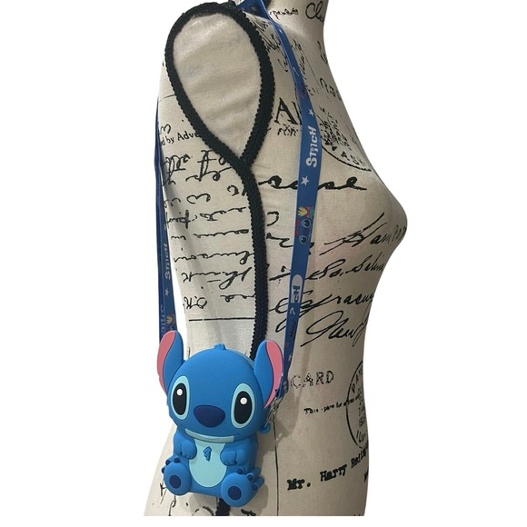 Disney Handbags - Disney Lilo & Stitch Blue Silicone 3D Character Crossbody Bag with Lanyard Strap